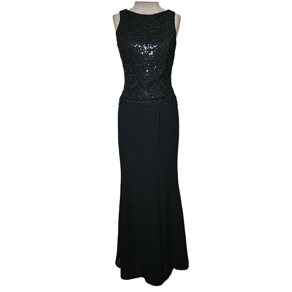 Jessica McClintock Black Sleeveless Maxi Dress Size 2